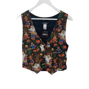 111 Main Vintage Halloween Teddy Bear Pumpkin Patch Vest - M